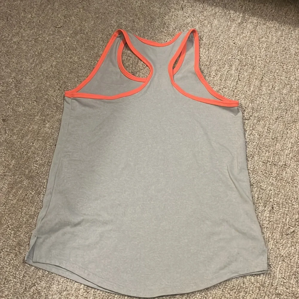 Old Navy Light Gray Racerback Active Go-Dry Tank w Coral Trim Girls’ M 10-12
